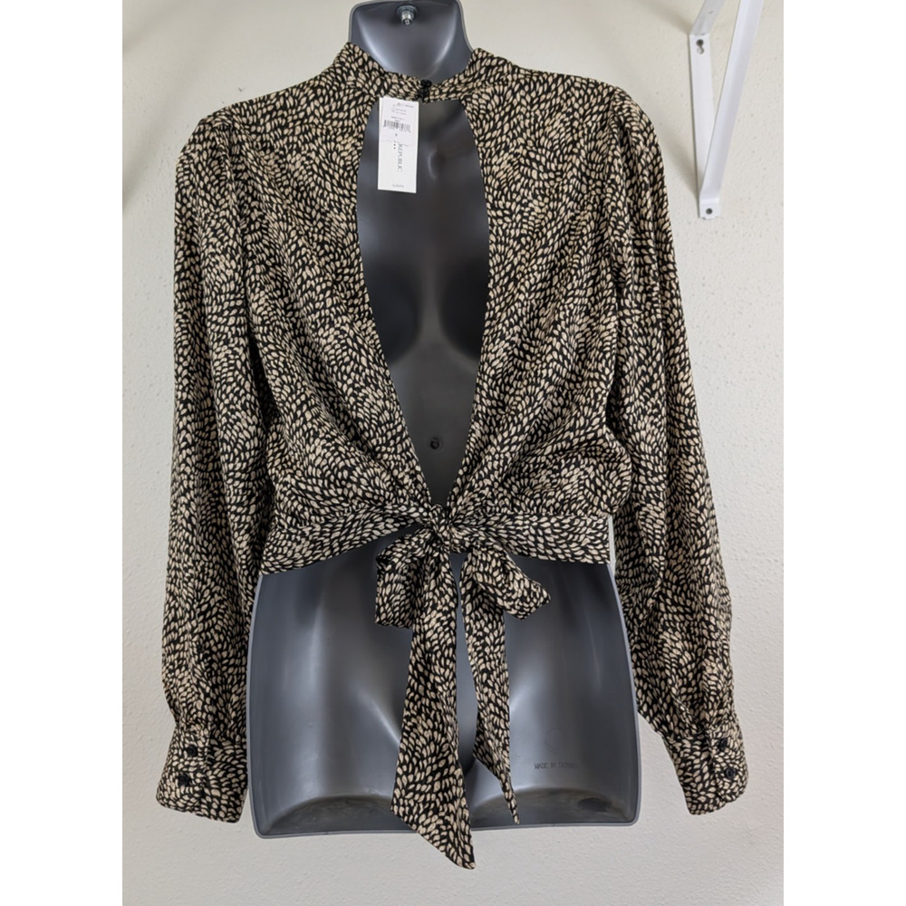 New Banana Republic sz S Cropped Open Back Blouse ls ties at back 1511